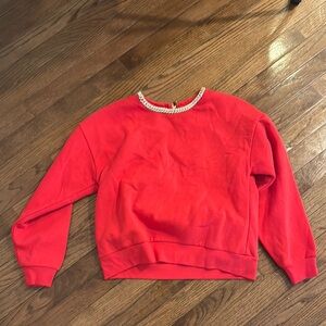 Generation Love Red Sweatshirt with Embellished Neckline
